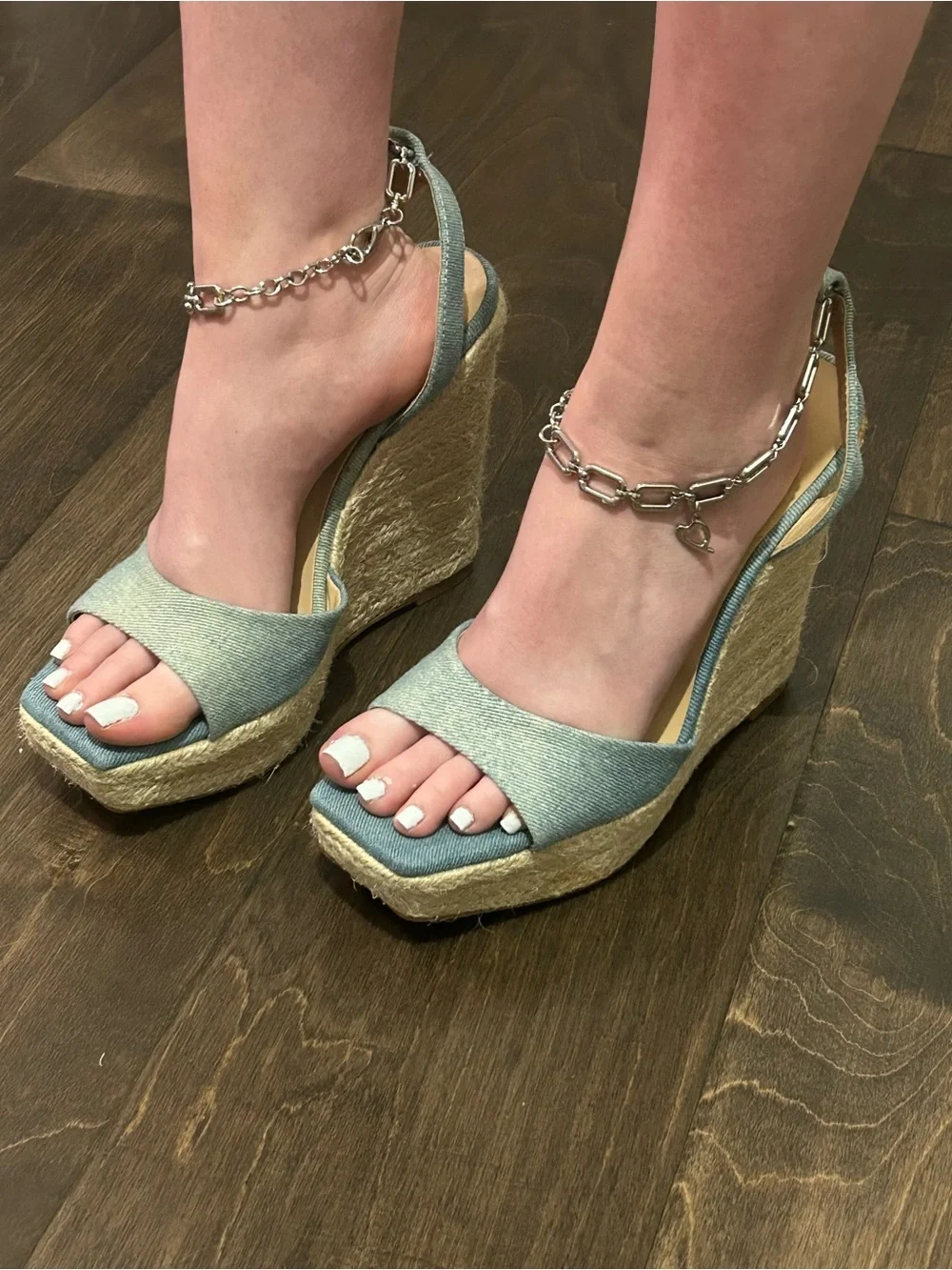 Thalia Sodi Caden Denim‎ Wedge Sandals